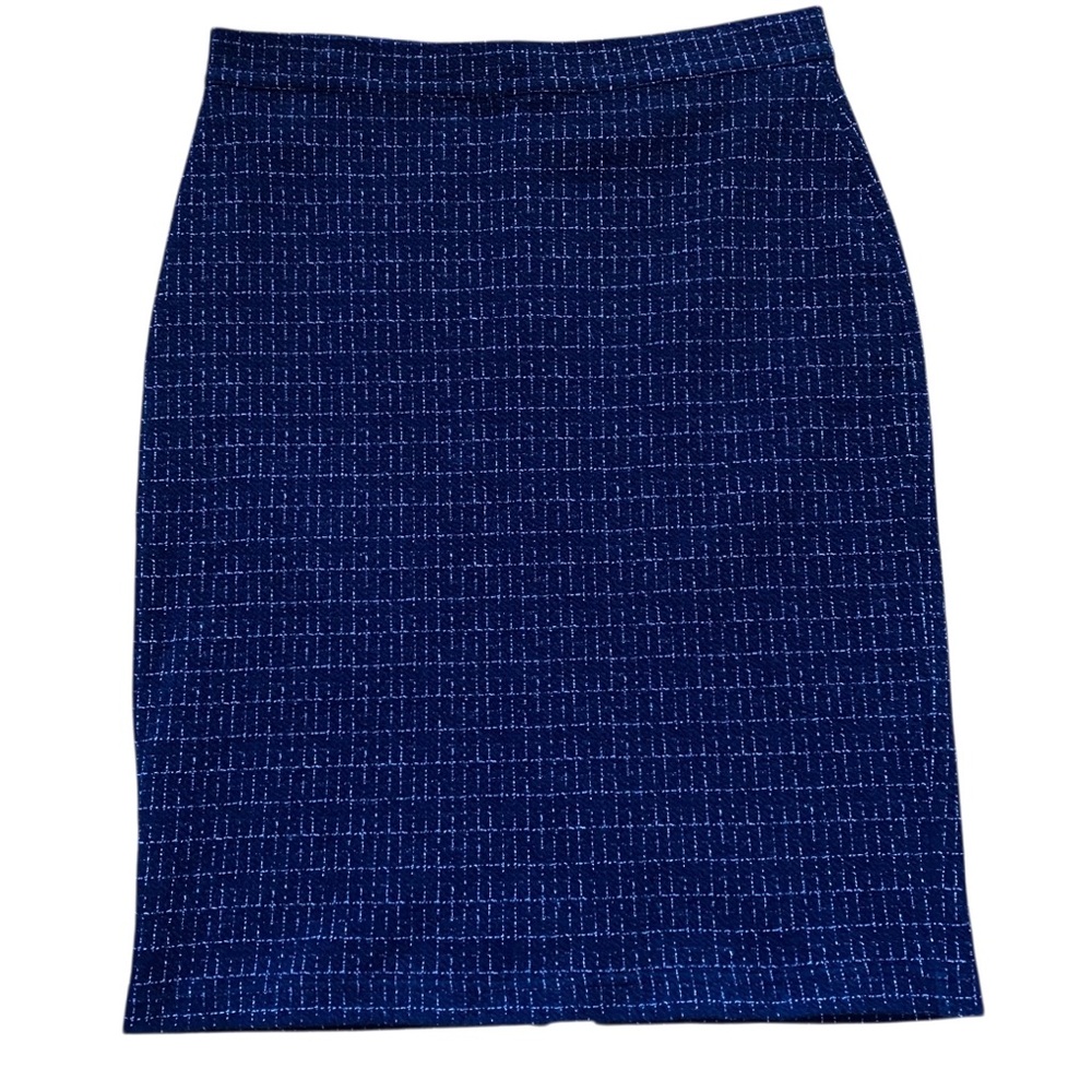 Maeve Navy Blue Pencil Skirt Anthropologie Knee Length Career Stretch Sz L - Picture 2 of 9